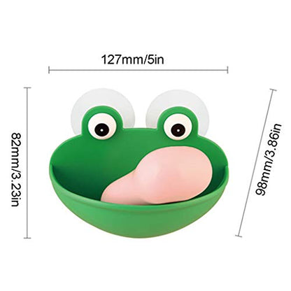 Frogs Shaped Soap Dish Holder with Suction Cups Kitchen Bathroom Soapbox for Case Household Accessory Planter Desktop Decoration
