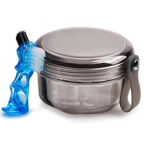 Leakproof Denture Case Denture Soaking Cup False Teeth Container, Dental Denture Bath Holder Storage Box Retainer Cleaner Case for Traveling - Leak Proof and Lid Waterproof - Transparent Black - color: Transparent Black