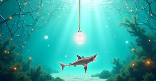 Floating Shark Ornament - Adjustable Aquarium Shark Animal Decor | Aquarium Floating Shark Ornaments Thematic Ornaments Suitable for Aquarium All Kinds of Fish Tank and Home Aquarium Accessories