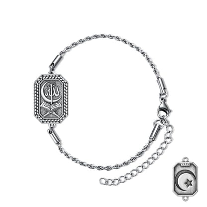 PELOVNY Allah Bracelet 925 Sterling Silver Islam Allah Bracelet Islamic Muslim Religious Jewelry Gifts for Men Women - color: Allah Bracelet-01