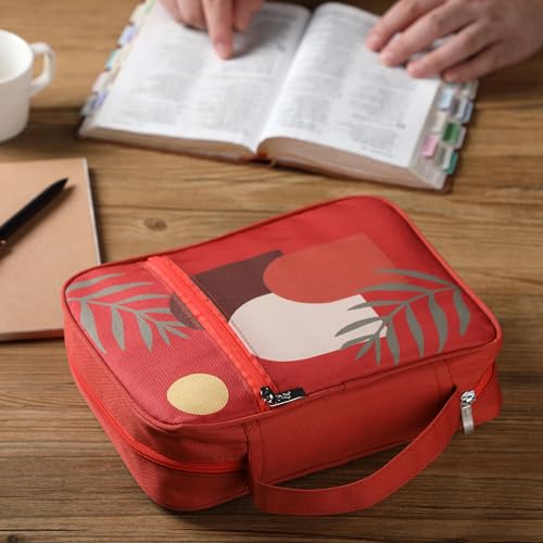 Mr. Pen- Bible Cover Case | Carrying Book Case with Durable Handle and Zippered Pocket, Bible Protective Church Bag for Men & Women, Christian Gifts - color: Fire Red