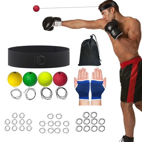 Boxing Training Reflex Ball | Punching Speed Reaction,Boxing Training Reflex Ball and Headband | for Bedroom Travel Dorm Gym Men Women Beginners Teens Professionals - color: four goals 1