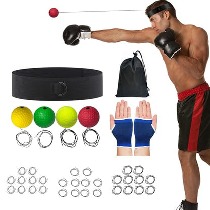 Boxing Training Reflex Ball | Punching Speed Reaction,Boxing Training Reflex Ball and Headband | for Bedroom Travel Dorm Gym Men Women Beginners Teens Professionals - color: four goals 1