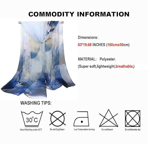 Acotavie Scarfs for Women Lightweight Fashion Scarves Print Floral Pattern Scarf Shawl Wraps - color: W03