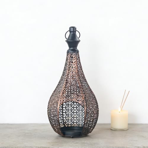 11.6inch Moroccan Lantern Lamp Decorative Candle Holders for Ramadan Decorations, Hanging, Outdoor Patio or Porch, Indoor Home Decor Copper - color: 11.6in-copper