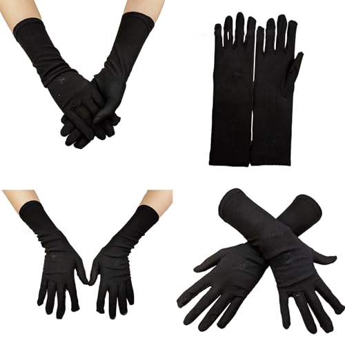 Muslims Arab Black Gloves for Women Sunproof Arm Covers Embroidery Long Arm Sleeves Full Finger Arabian Hijab Hand Gloves Long