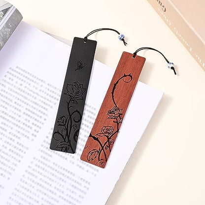 Cute Bookmarks for Women, Pretty Flower Bookmarks Rose Wooden Book Markers for Women, Bookish Gifts (Rose) - style: Rose