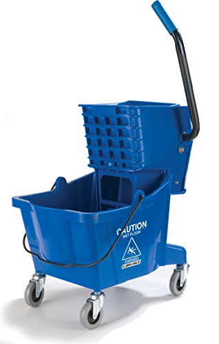 Carlisle FoodService Products 26 Qt Mop Bucket with Side Wringer, Blue | 18.5 x 16.5 x 16.5 in, 34.25-in Handle Height, Polypropylene, 50,000-Cycle Wringer, Non-Marking Casters, Assembly Required - color: Blue