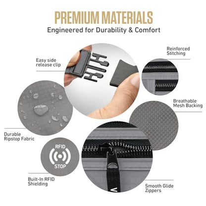 VENTURE 4TH Travel Money Belt with 7 RFID Sleeves - Silver - color: Silver