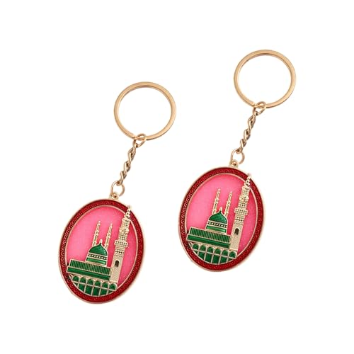 Pack Of 2 Zincs Alloy Islamics Art Inspired Keychains Middle Eastern Moons Festival Cultural For Ramadans Eid - color: Red 1