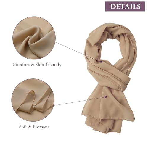 Sumolux Chiffon Shawls and Wraps for Evening Dresses Women Wedding - color: Champagne Gold, size: M (75"×18")