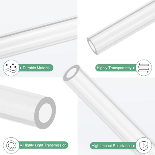 M METERXITY 2-Pack Clear Rigid Acrylic Pipe, 9mm[0.35"] ID x 15mm[0.59"] OD Plastic Round Tube for Water Cooling System/Lamps/Fountains/Aquariums/Display Stand, Acrylic Tubing [305mm/12IN] - size: 9mm ID x 15mm OD