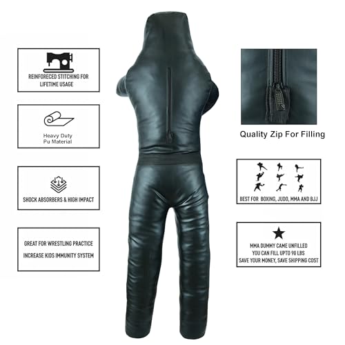BJJ Wrestling Grappling Throwing Dummy Bag, Unfilled, PU Leather