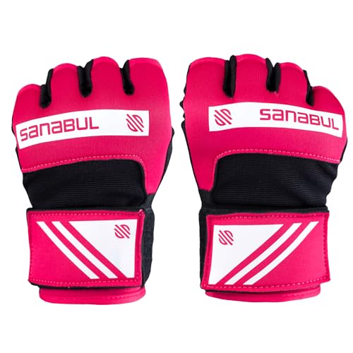 Sanabul Gel Boxing Hand Wraps for Men & Women Muay Thai MMA Kickboxing Quick Wraps Boxing Inner Gloves Wrist Knuckle Protection - color: Pink/White, size: Large-X-Large