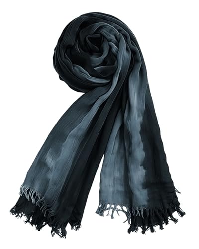 Women’s Gradient Tie Dye Hijab Scarf Soft Cotton Linen Headscarf Shawl Crinkle Printed Muslim Head Wrap - color: Color 3
