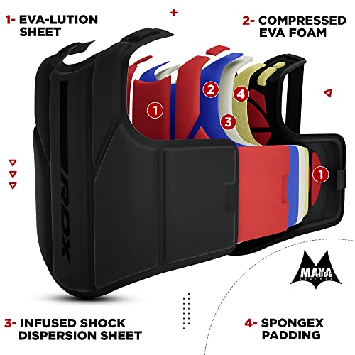 RDX Boxing Body Protector, MMA Kickboxing Muay Thai Boxing Chest Guard, Sparring Training Heavy Punching, Kara Adjustable Strike Shield, Martial Arts Upper Body Ribs Protection Pad, Taekwondo Vest - size: Large-X-Large