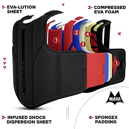 RDX Boxing Body Protector, MMA Kickboxing Muay Thai Boxing Chest Guard, Sparring Training Heavy Punching, Kara Adjustable Strike Shield, Martial Arts Upper Body Ribs Protection Pad, Taekwondo Vest - size: Large-X-Large