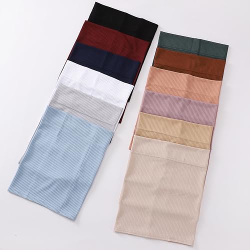 4 Pieces Ribbed Inner Cap Hijab for Women Muslim Underscarf Hat Bonnet Islamic Stretch Tube Cap Turban Headband - color: Purple Wine Blue Green