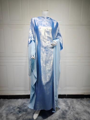 Kaftan Abaya Dubai Style Abaya Daily Smooth Flowy Muslim Dress Women Clothes - color: Blue