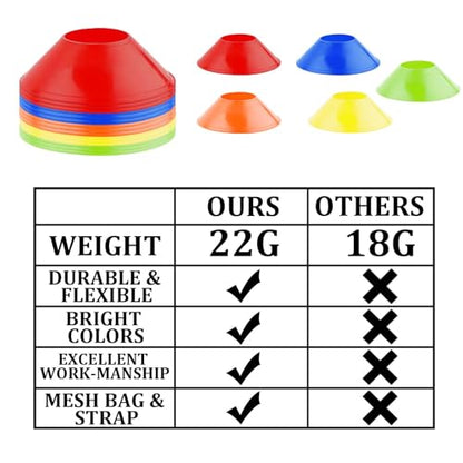 100/50 Pack Soccer Cones, Disc Cones for Sports Training with Mesh Bag, Sports Cones for Training Drills Practice
