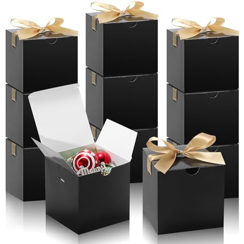 DOYIDE Small Gift Boxes, 20 Pack 5x5x5 Inch Black Elegant Paper Boxes with Ribbons, Crafting, Christmas Gift Box Wedding Party Favor, Cupcake, Candy, Bridesmaids Proposal Box - color: Black, size: 5x5x5inch(Pack of 20)