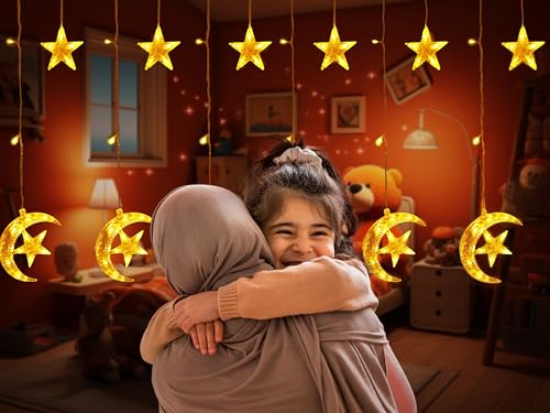 OLEEK Ramadan Lights Decorations - Ramadan Decorations for Home 2026 - Ramadan Decoration Lights - Ramadan Gifts for Kids - Ramadan Decor - Ramadan String Lights زينه رمضان - Ramadan led Lights - style: Star in Moon