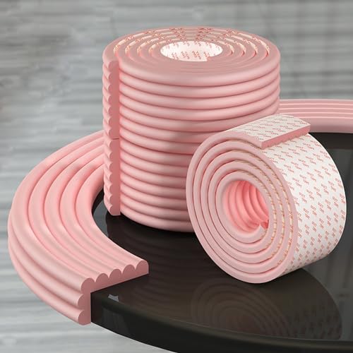 Edge Protector for Baby Proofing, Desk Edge Cushion | Corner Protector Baby, Extra-Wide Soft Rubber Foam Furniture Edge Bumper Guards for Table, 16.4ft Pink - color: Pink, size: 500cmX8cmX0.8cm