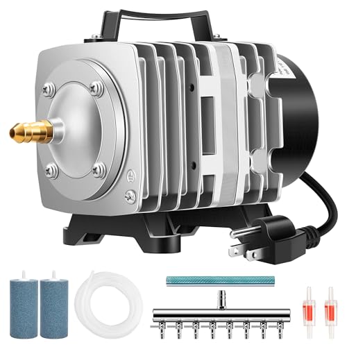 VIVOSUN 1110GPH Aquarium Air Pump with Kit, Commercial Pump with Aluminum | 8 Outlet 40W 70L/min, Fish Tank Bubbler Pond Aerator for Aquariums, Ponds, Hydroponics - size: 9"×7"-1110