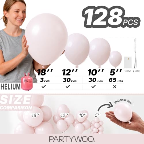 PartyWoo Beige Balloons 155pcs Boho Cream Ivory Neutral Color - color: White-f60