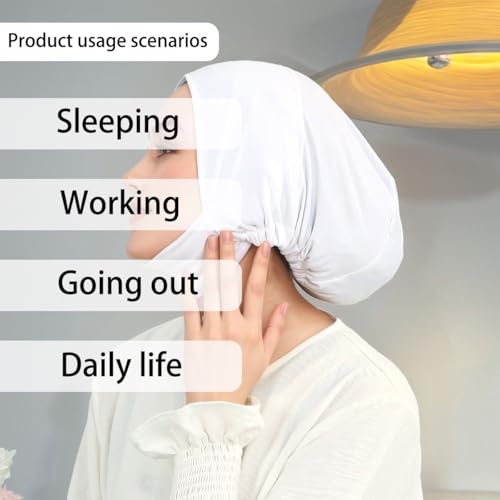 Hijab Beanies Cap Undercaps Slouchy with Elasti Non-Slip Caps Under Scarf for Women - color: Bk+wt