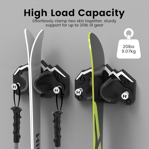 Hikeen Ski & Snowboard Wall Mount,Fits Any Ski or Snowboard, Ski Wall Rack Non-Slip Storage for Garage Organization,Space-Saving Winter Gear Organizer,1 Pack - size: 1 pack