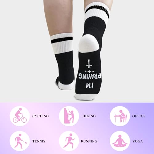 I'm Not Sleeping - Christian Faith Cross Socks Crew Socks, Religious Socks for Adults Teens Prayer, Pastor Gifts - color: Black and White
