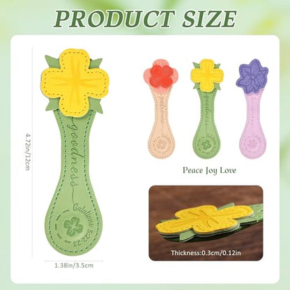 3 PCS Fruit of Spirit Magnetic Leather Bookmarks, Floral Patterns (Patience Kindness Goodness) of Galatians, Bible-Inspired Page Markers, Double-Sided, Gift for Book Lovers, Students, Book Accessories - style: Patience Kindness Goodness