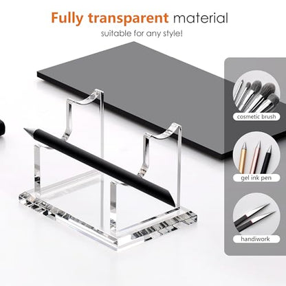 SANRUI 2 Tier Acrylic Pen Holder Display Stand, Fountain Pen Pencil Makeup Brush Rack, Ballpoint Pen Showholder, Paintbrush Drying Rack Organizer Desk for Home School Office or Store Use - style: 2 Tier