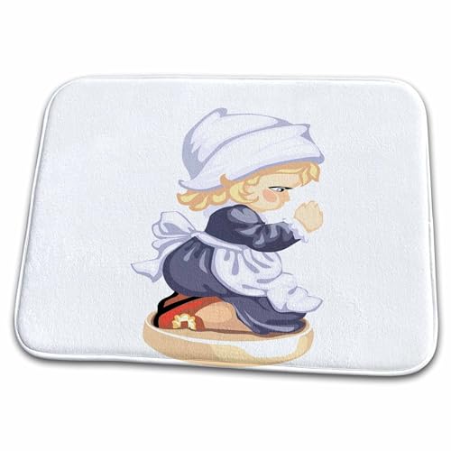3dRose Bathroom Bath Rug Mat - Pilgrim Girl Saying Prayer Jr Thanksgiving