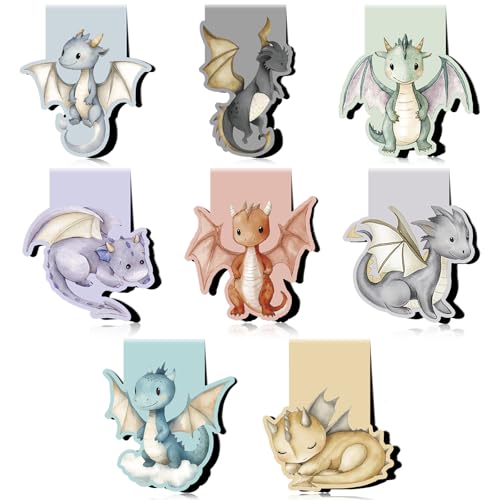 Cute Dragon Bookmark Gift - 8 Pcs Fantasy Bookmarks Cool - style: Cute Dragon