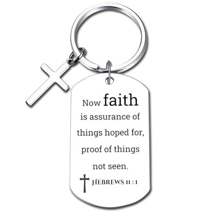 GiftYou Inspirational Scripture Metal Key Chains with Cross Pendant - Bible Verse Keychain Religious Gift for Christian - color: Hebrews 11:1