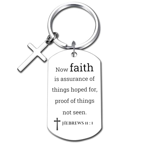 GiftYou Inspirational Scripture Metal Key Chains with Cross Pendant - Bible Verse Keychain Religious Gift for Christian - color: Hebrews 11:1