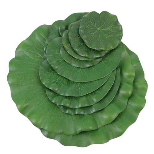 balacoo 10pcs Artificial Lotus Leaves Aquarium Floating Lotus Leaf Ornament Water Pool Decor Simulation Plants for Fish Tank and Pond Home Garden Display