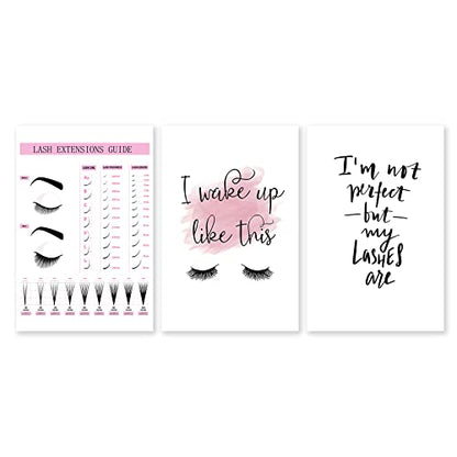 Makeup Wall Art Canvas Fashion Art Eyelash Pictures Eyelash Extension Guide Poster Beauty Salon Wall Art Pink Black and White Painting Lashes Picture for Bathroom Living Room 16x24inchx3 Frameless - color: Beauty Salon Wall Art, size: 16"L x 24"W