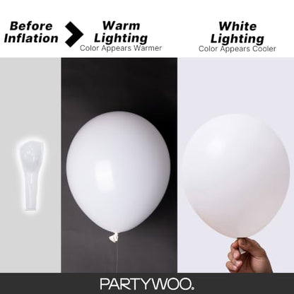 PartyWoo White Balloons 128pcs Matte White Latex Balloons Different Sizes - color: White-y13