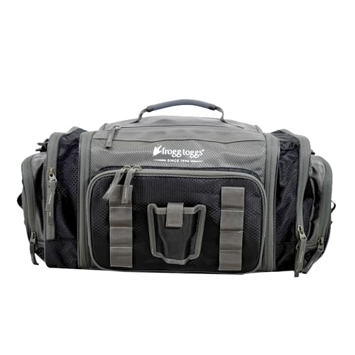 FROGG TOGGS Heavy Duty Fishing Tackle Duffle Bag, Includes Bait Trays, Black, 3700 - color: Black, style: 3700