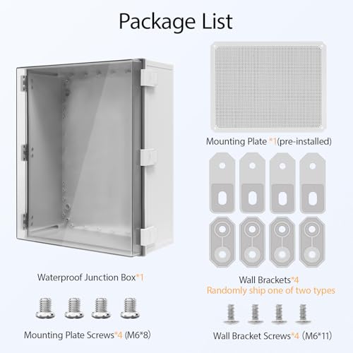 Electrical Box IP65 Waterproof ABS Plastic Enclosure Outdoor and Indoor Project Box Hinged Clear Cover with Mounting Plate Wall Brackets, Outer Dimension 19.7"x 15.7" x 7.9" - size: 19.7"x 15.7" x 7.9" (1pc)
