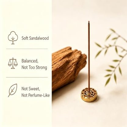 Sandalwood Stick - Handmade Chinese Incense with Brass Incense Holder - Sandalwood Core Free Stick for Meditation and Yoga, Elegant Gift Set (90 pcs) - size: Sandalwood