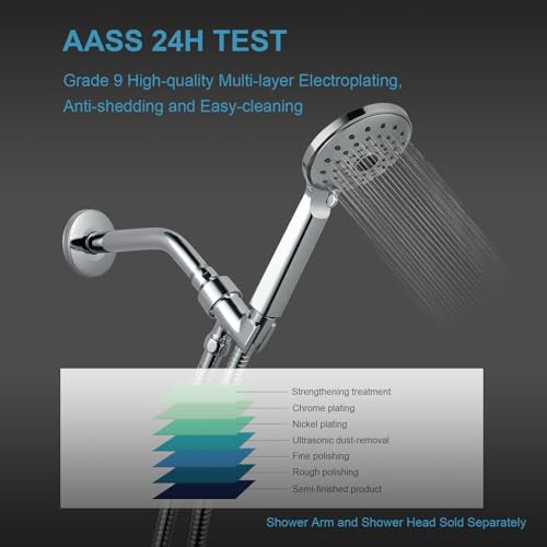 OFFO Shower Head Holder All Metal for Handheld Shower Head, Adjustable Shower Arm Mount with Solid Brass Pivot Ball, 1/2 in IPS Female Inlet and Male Outlet, Chrome - style: Chrome