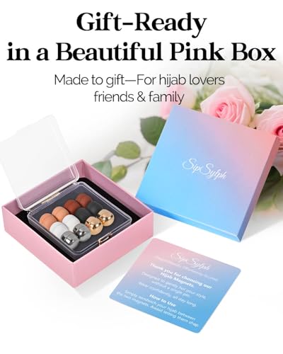 Strong Hijab Magnets, Pinless Magnetic Pins for Women, Multi-Use No Snag Pins for Hijab, Scarf, Shirts, Dress and Clothes with Gift Box - size: 12PCS