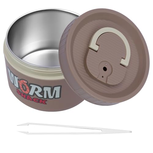 Fishing Bait Container, Insulated Stainless Steel, Live Bait Storage, Worm Storage Box, Nightcrawler Box, Bait Tank, Compact and Durable,Small and Portable, Keeps Bait Fresh and Alive - color: Khaki