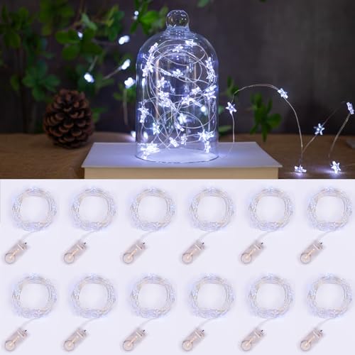 12Pack 6.6ft 20LEDs Star Fairy Lights Battery Operated,Silver Wire - color: Silver Wire, size: 240 Leds