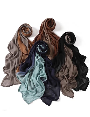 Txmout Ombre Modal Hijab Scarf for Women Muslim, Soft Lightweight Headscarf - color: Brown - Khaki