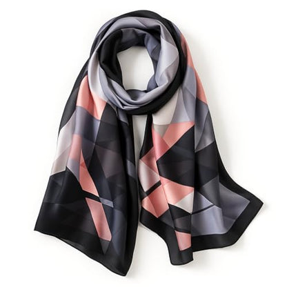 LONDON Women’s Satin Silky Scarf Gift Box Large Lightweight Silky Smooth Shawl Wrap for Hair, Head, Neck or Hijab - color: Pink Black – Box